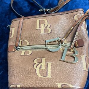 Dooney & Bourke Tan Crossbody Bag with Gold Accents